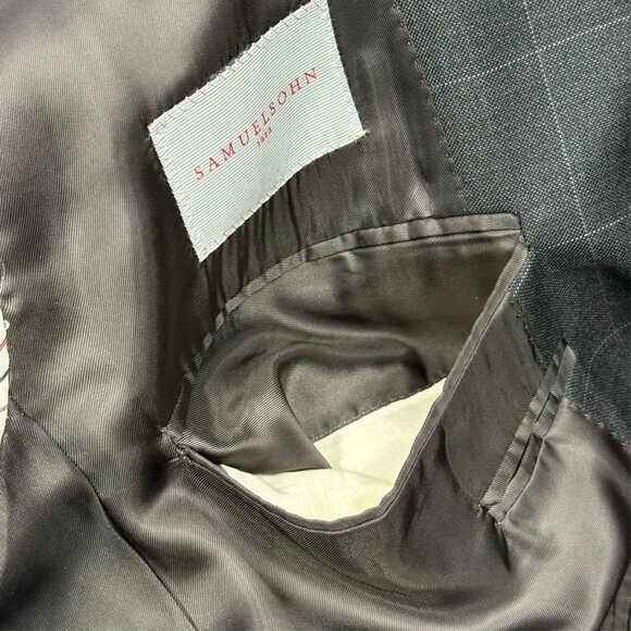 Samuelsohn Blazer Current Windowpane Wool Sport Coat Grey Canada 40 R - Picture 8 of 9